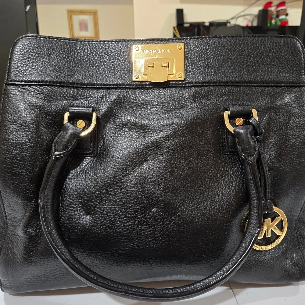 Michael Kors Black Satchel with Gold Accents
